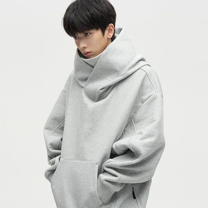 Damen Lässige Oversized Kapuzenpullover mit hochgezogenem Kragen Echoarchiv