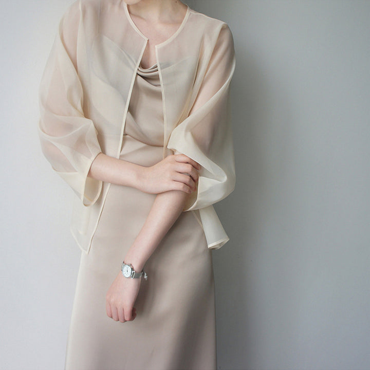 Damen Elegante Chiffonjacke mit weit ausgestellten Ärmeln Echoarchiv