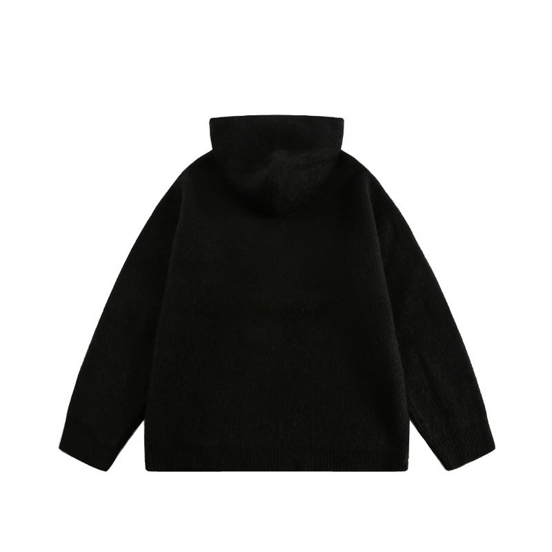 Unisex Oversize-Kapuzenpullover aus feinem Feinstrick mit halbem Reißverschluss Echo Archiv