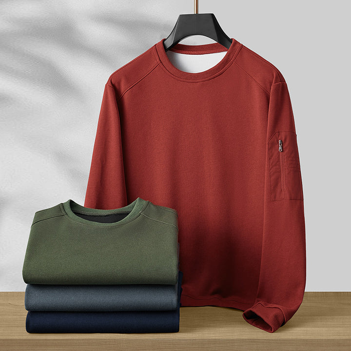 Herren Rundhals‑Sweatshirt mit Reißverschluss‑Ärmeltasche und funktionaler Jersey‑Qualität Echo Archiv