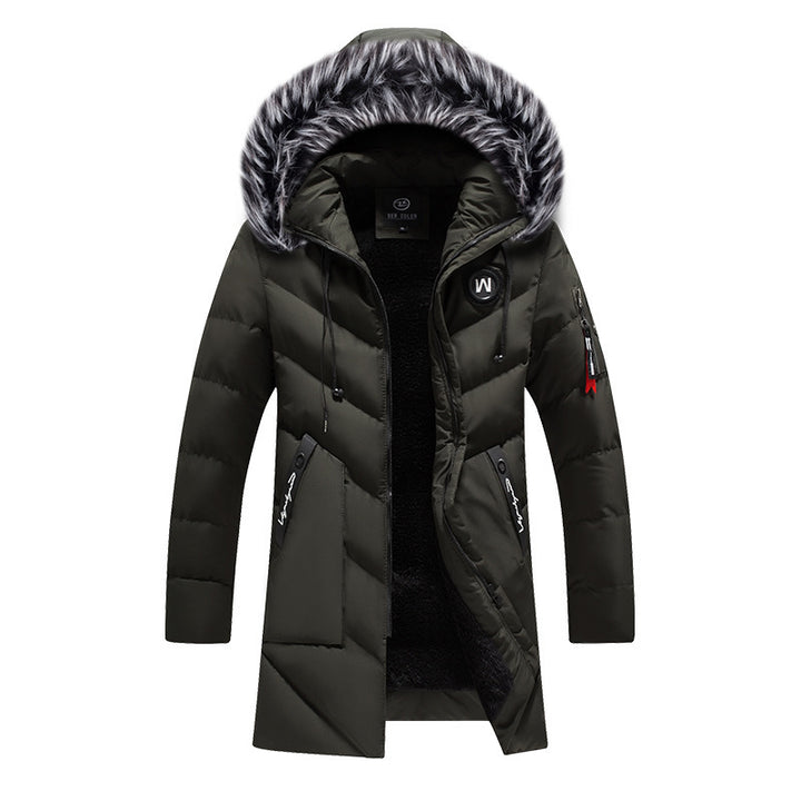 Herren langer gesteppter Thermoparka mit Kunstfellkapuze und Teddyfleece-Innenfutter Echoarchiv