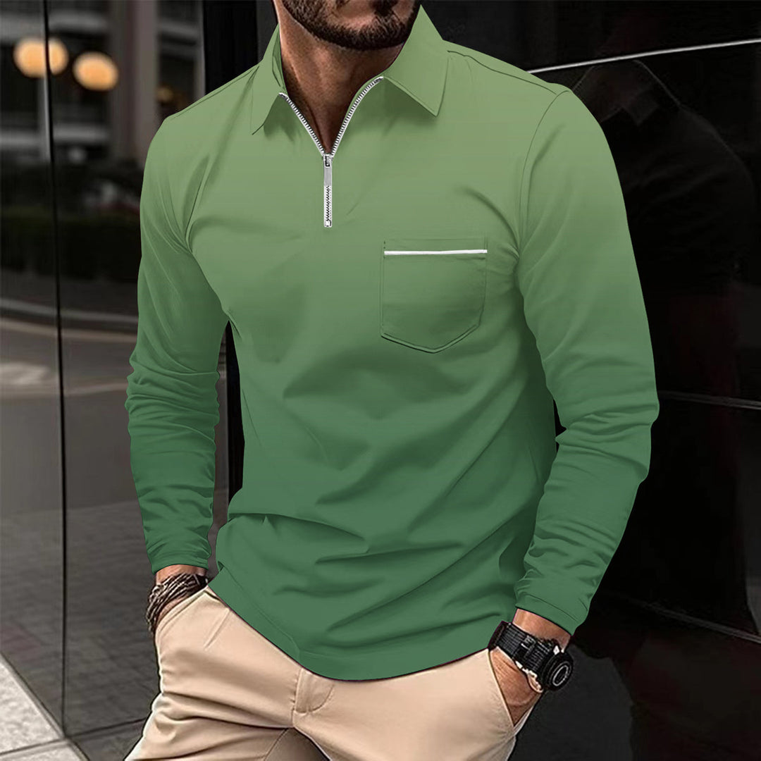 Herren Langarmshirt mit modernem Reißverschluss und Brusttasche Echoarchiv