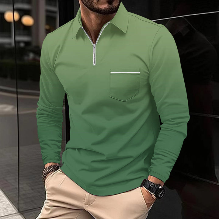 Herren Langarmshirt mit modernem Reißverschluss und Brusttasche Echoarchiv
