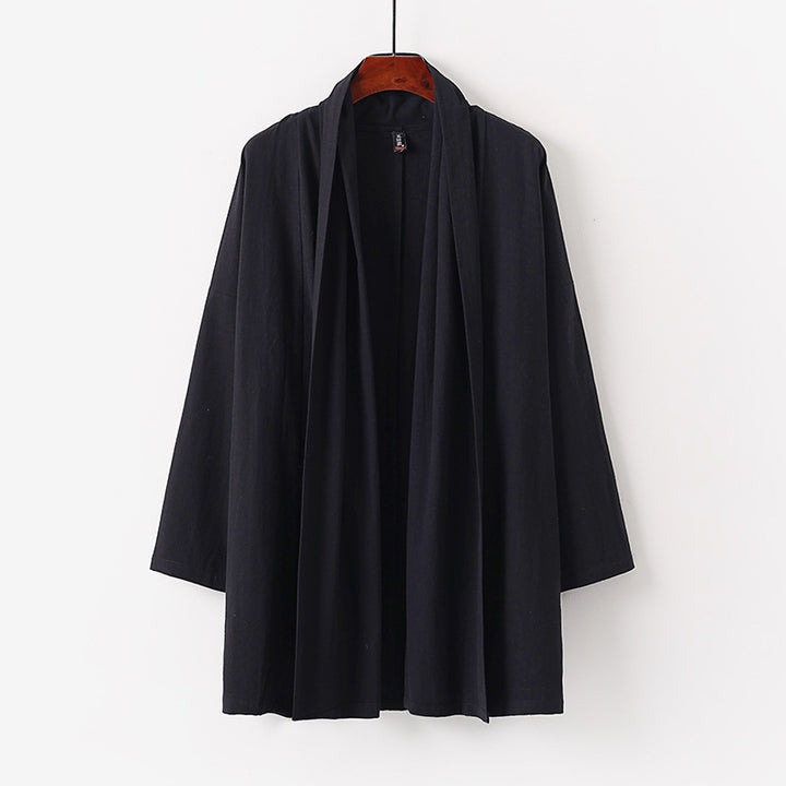 Unisex Offene Kimono-Cardigan aus leichter Baumwoll-Leinen-Mischung Echoarchiv