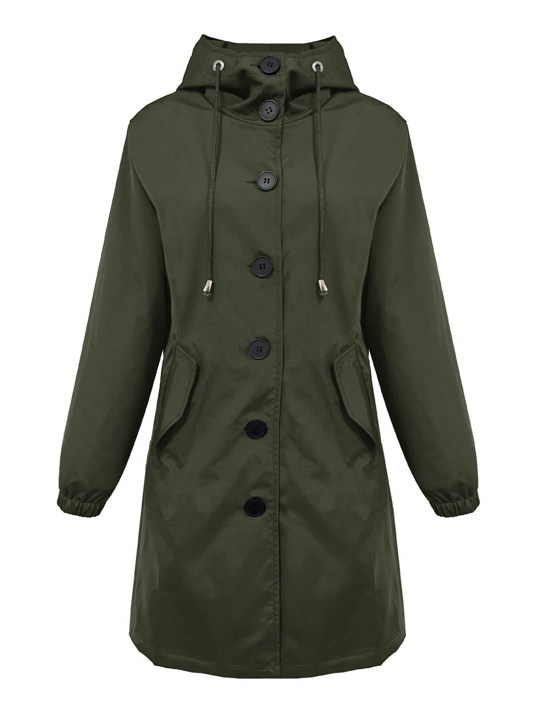 Damen nan leichter Regenparka mit Kapuze, überlanger Knopfleiste, Tunnelzug und aufgesetzten Taschen Echo Archiv