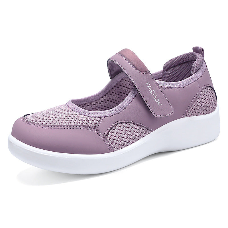 Damen nan leichter gestrickter Mary-Jane-Sneaker mit Klettverschluss, atmungsaktivem Strickobermaterial und stoßdämpfender EVA-Flexsohle Echo Archiv