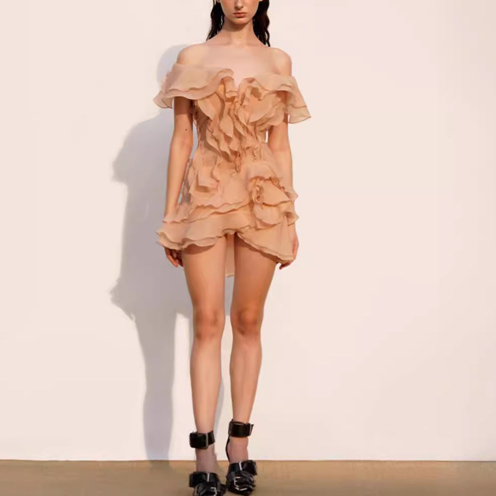 Damen Off-Shoulder Minikleid mit voluminösen Rüschen Echo Archiv