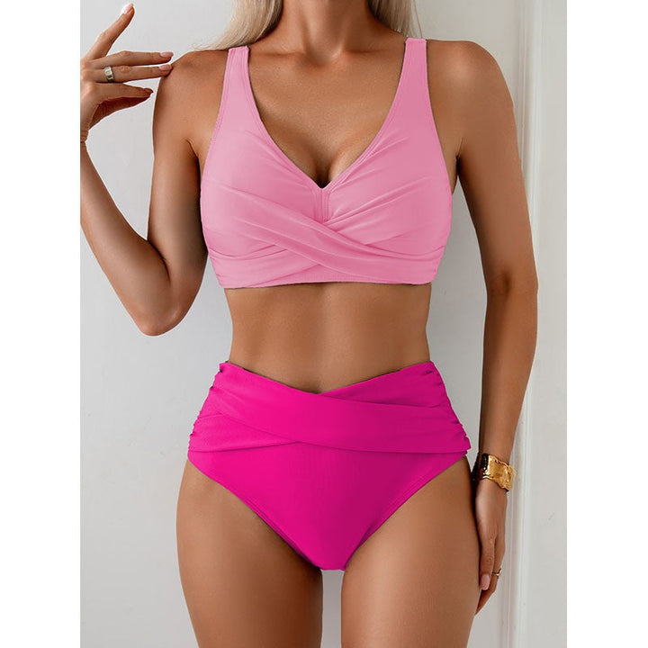 Damen Hochtailliertes Bikini-Set mit gerafftem Oberteil und verstärktem Bund Echoarchiv