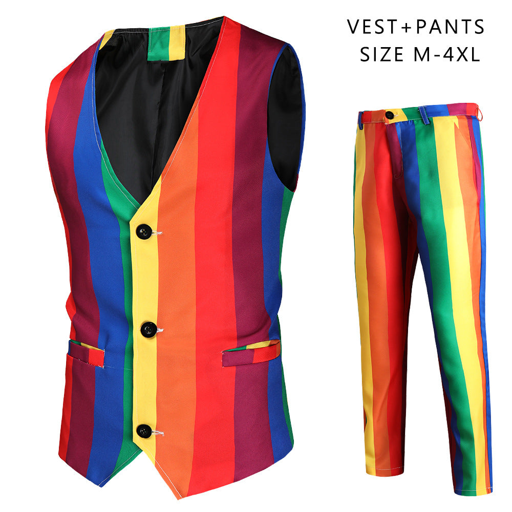 Unisex nan schmal geschnittene Chinohose mit vertikalem Streifenmuster und elastischem Bund Echo Archiv