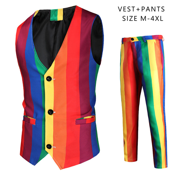 Unisex nan schmal geschnittene Chinohose mit vertikalem Streifenmuster und elastischem Bund Echo Archiv