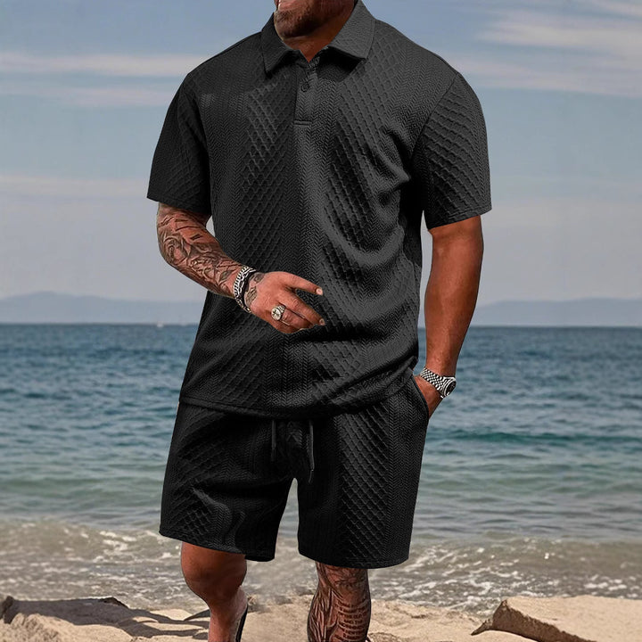 Herren Polo-Shorts-Set im strukturierten Design Echoarchiv