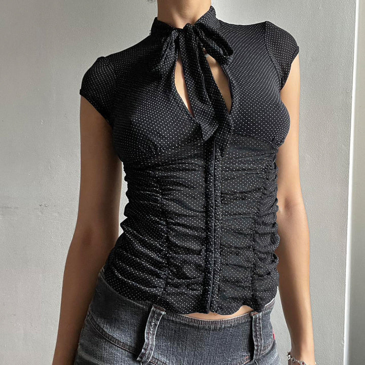 Damen Elegantes Rüschenshirt mit schickem Bindeband Echo Archiv