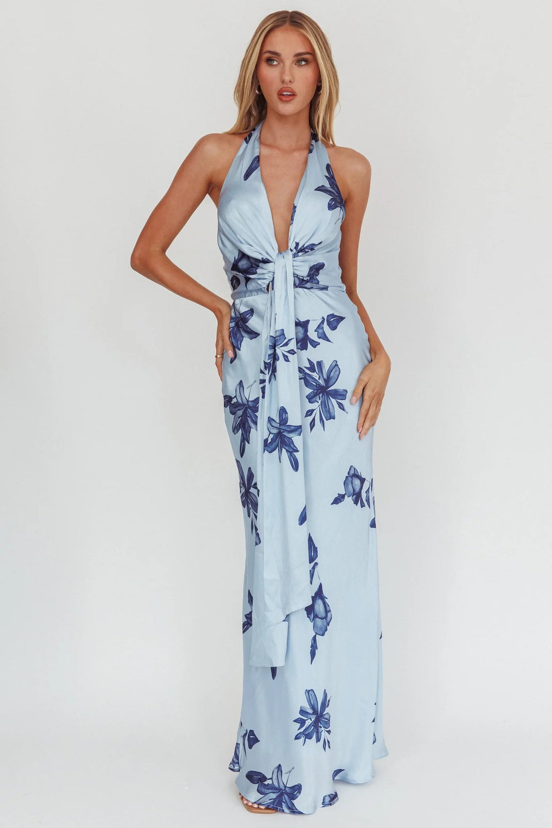Damen Langes Wickelkleid mit floralem Muster Echo Archiv