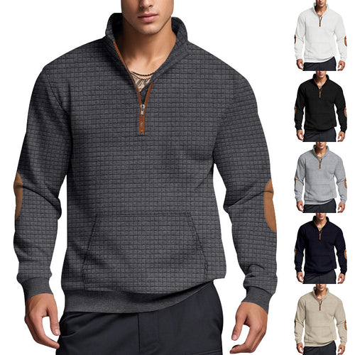 Herren sportlicher Hoodie mit halbem Reißverschluss und strukturiertem Design Echoarchiv