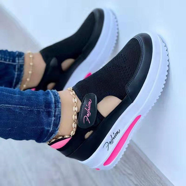 Damen Leichte Slip-On Keil-Sneaker mit atmungsaktivem Strickoberteil und Plateau-Sohle – Névara