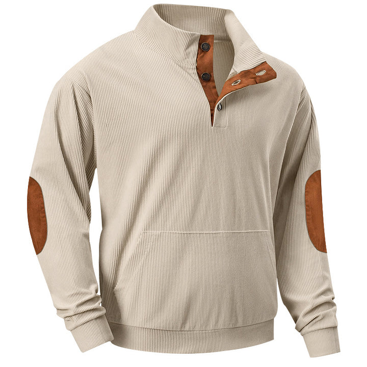 Herren Sweatshirt mit modischem Stehkragen und praktischen Knopfdetails Echoarchiv