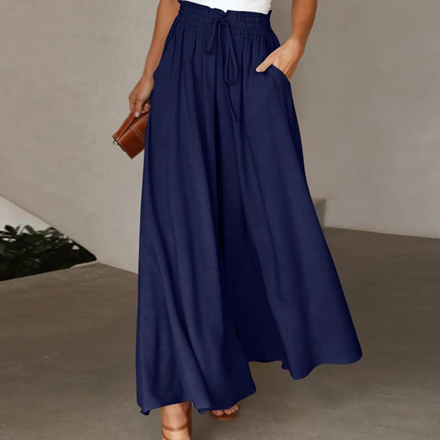 Echoarchiv | Leichte Damen Leinenhose mit Weitem Bein für Frühling und Sommer