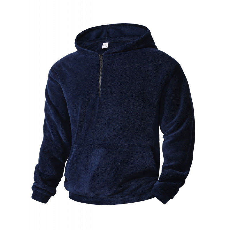 Herren Fleece Pullover mit halblangem Reißverschluss und Kapuze Echoarchiv