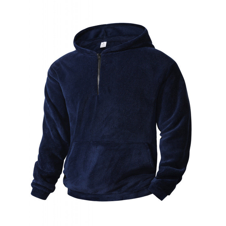 Herren Fleece Pullover mit halblangem Reißverschluss und Kapuze Echoarchiv