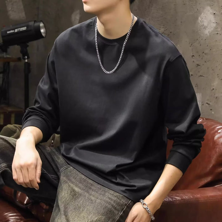 Herren lässiger Langarmshirt aus hochwertiger Baumwolle mit bequemer Passform Echoarchiv