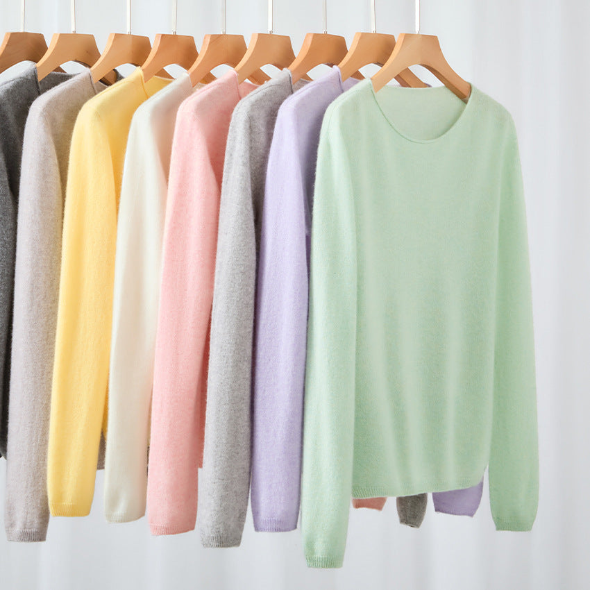 Damen Feiner ultraleichter Rundhalspullover aus Mikrofaser-Feinstrick mit minimalistischer Silhouette Echoarchiv