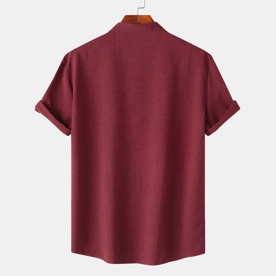 Herren Kurzarm-Hemd mit innovativem Henley-Kragen und lässigem Design Echoarchiv