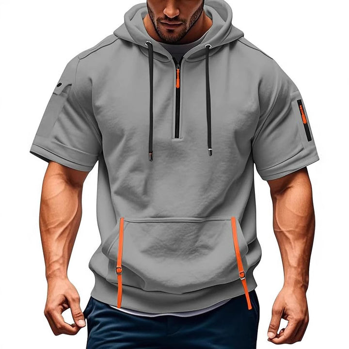 Herren Kurzarm Hoodie mit funktionalen Taschen Echoarchiv