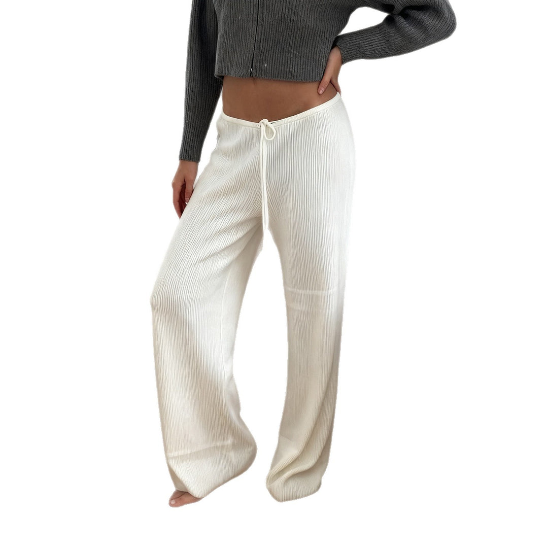 Damen nan lässige Lounge-Hose mit weitem Bein, elastischem Tunnelzugbund und feinem Rippstrick Echo Archiv