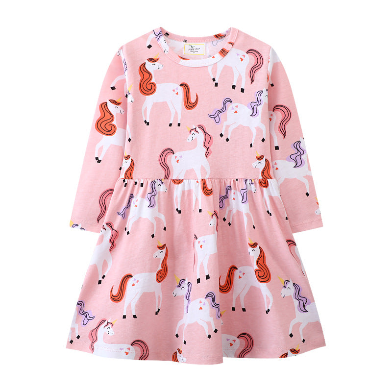 Mädchen Langarmkleid mit fröhlichem Einhorn-Design Echo Archiv