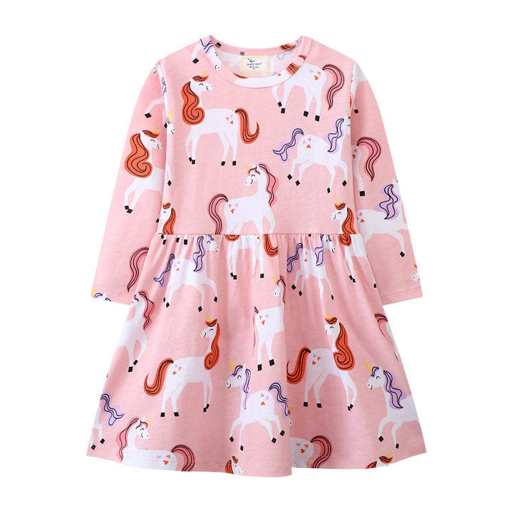 Mädchen Langarmkleid mit fröhlichem Einhorn-Design Echo Archiv