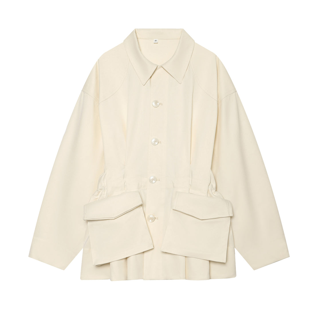 Damen oversized Utility-Jacke mit markanten Klappentaschen und Kordelzug – Célinea
