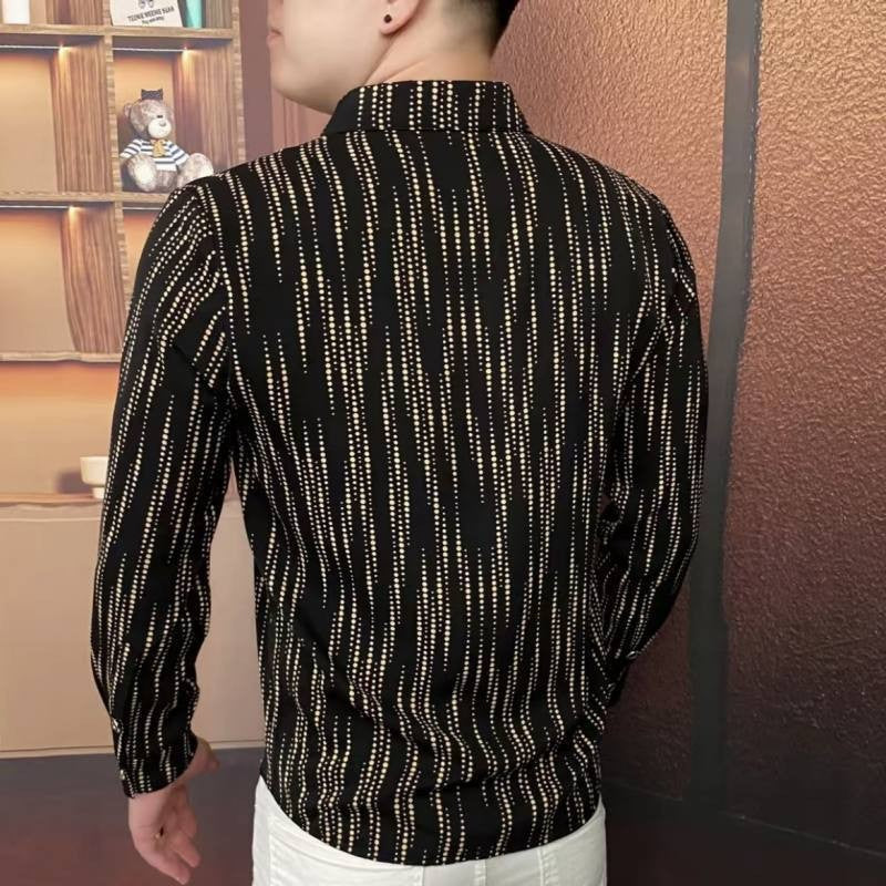 Herren elegantes Langarmhemd mit modernem Streifen-Design Echoarchiv