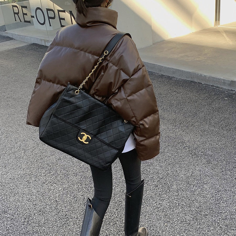 Damen Modische Lederdaunenjacke Echoarchiv