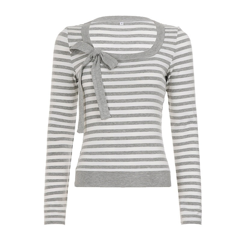 Damen Gestreifter Feinstrickpullover mit Schleifen-Detail Echo Archiv
