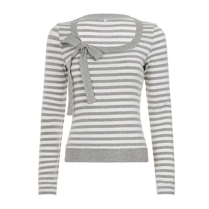 Damen Gestreifter Feinstrickpullover mit Schleifen-Detail Echo Archiv