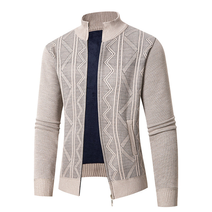 Herren Strickjacke mit eleganten Mustern und modernem Stehkragen Echoarchiv