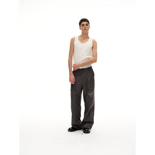 Damen Weite Bundhose mit dekorativen Karo‑Einsatztaschen Echoarchiv