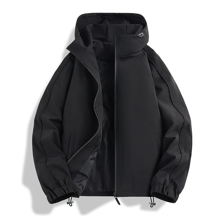 Unisex Leichte zweifarbige Wind- und Regenjacke mit Kapuze, Kordelzug und Reißverschlusstaschen Echoarchiv