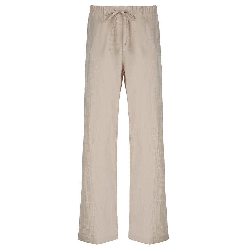 Damen Leichte Leinenhose mit weitem Bein, elastischem Bund und Tunnelzug Echo Archiv