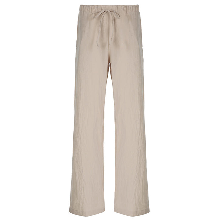 Damen Leichte Leinenhose mit weitem Bein, elastischem Bund und Tunnelzug Echo Archiv