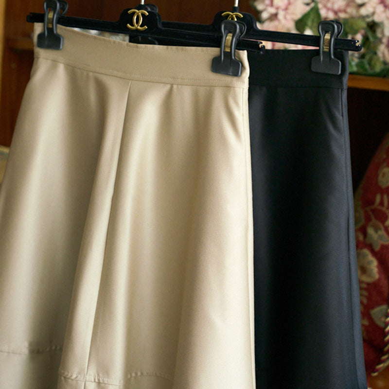 Damen Midirock aus veganem Leder mit hoher Taille und gestufter A‑Linie Echo Archiv