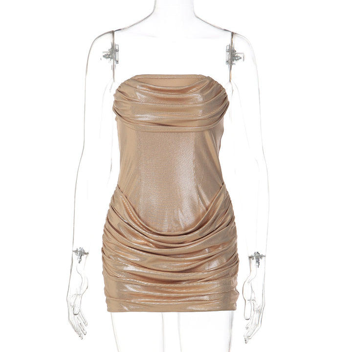 Damen Mini-Kleid mit schimmerndem Material und raffinierten Drapierungen Echo Archiv
