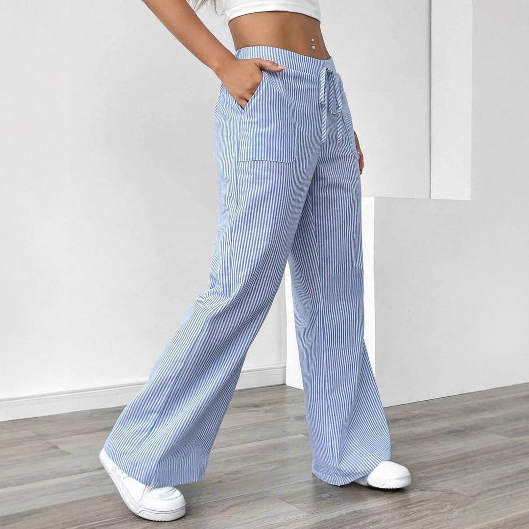Damen nan weite Baumwoll-Loungehose mit Tunnelzug und Seitentaschen Echo Archiv