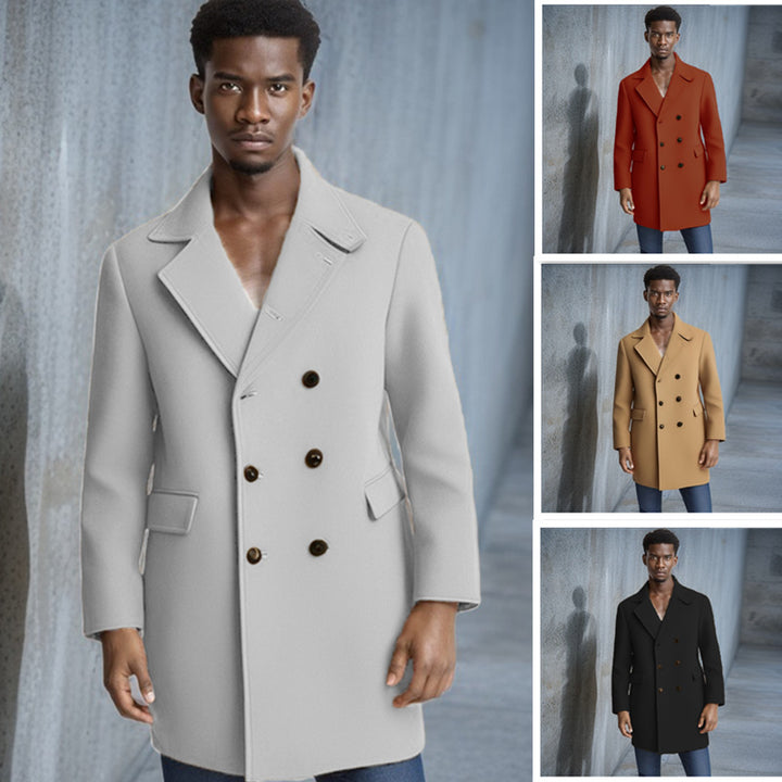 Herren eleganter Doppelreiher-Mantel mit modernem Schnitt und praktischen Taschen Echoarchiv