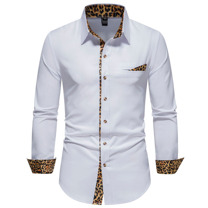 Herren elegantes Langarmhemd mit Leopardenmuster Echoarchiv