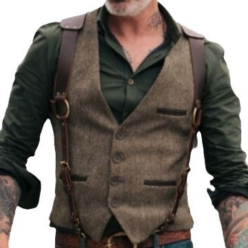 Herren modische Lederweste mit praktischen Taschen Echoarchiv