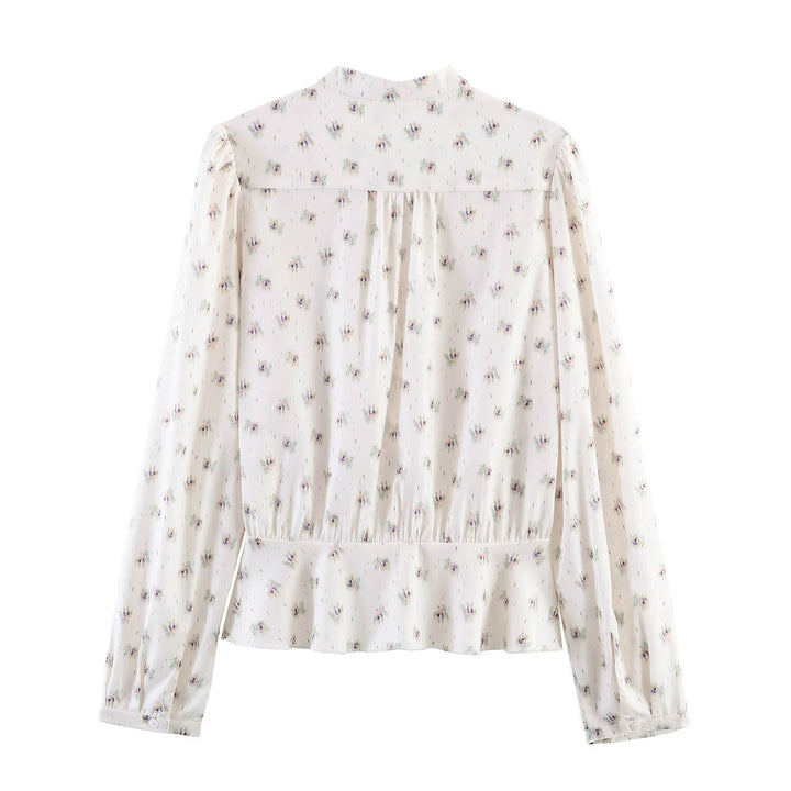 Damen Chiffon-Bluse mit Schleifenkragen, Brustpintucks und Schößchen Echo Archiv