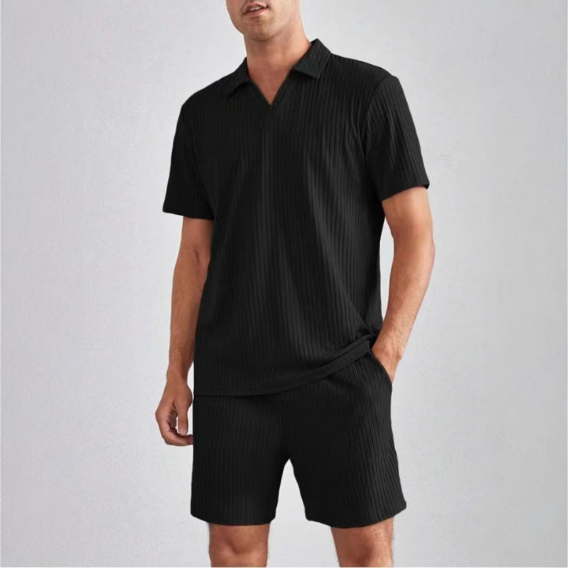 Herren Freizeit-Set mit strukturiertem Oberteil und Shorts Echoarchiv