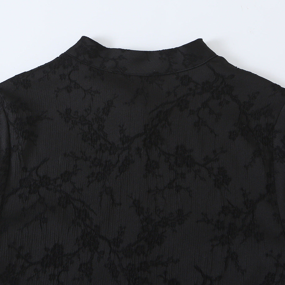 Damen Ärmelloses Cheongsam-inspiriertes Top mit Stehkragen und Zierknopfleiste Echoarchiv