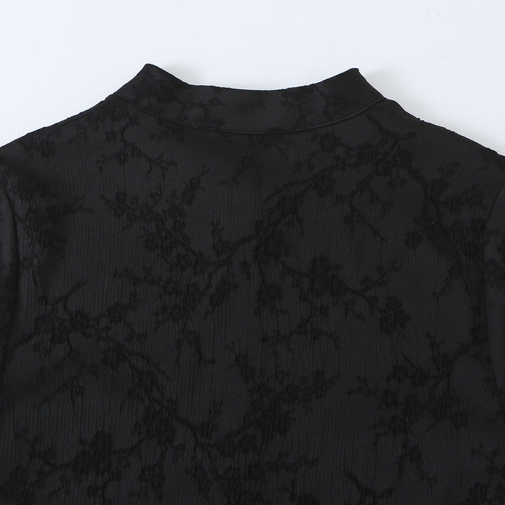 Damen Ärmelloses Cheongsam-inspiriertes Top mit Stehkragen und Zierknopfleiste Echoarchiv